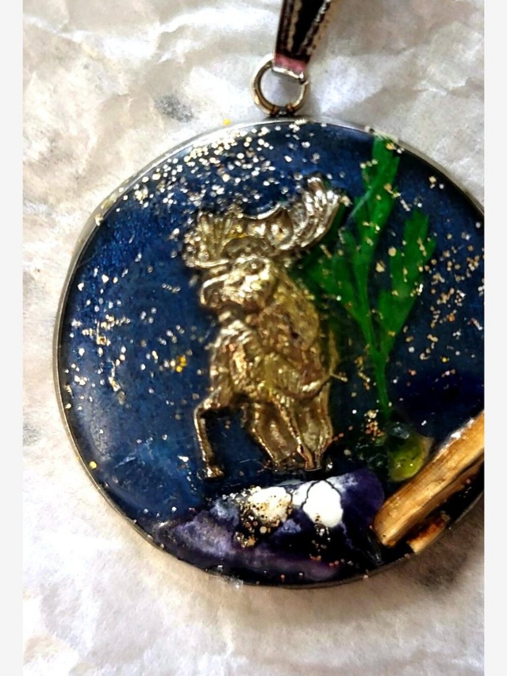 Moose Resin Pendant Necklace - Newfoundland Scene Handmade